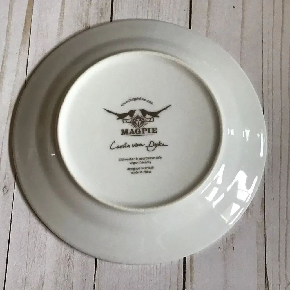 Magpie hound dog pop art Plate 6” ceramic plate collectible Beasties
